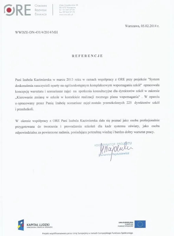 Skan referencji ORE, drugi projekt
