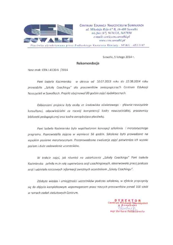 Skan referencji z Suwałk
